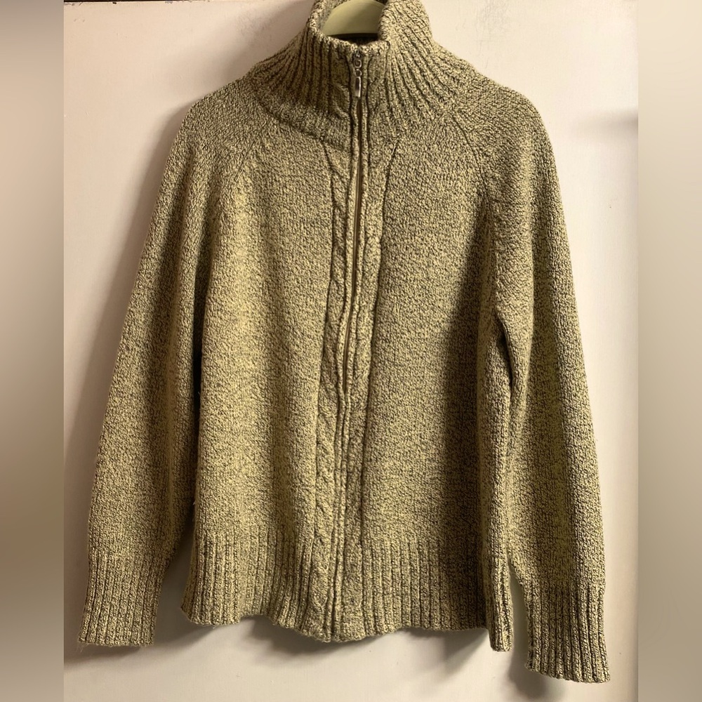Carolyn Taylor Women's XL Beige Cardigan Full Zip Up Sweater Long Sleeve